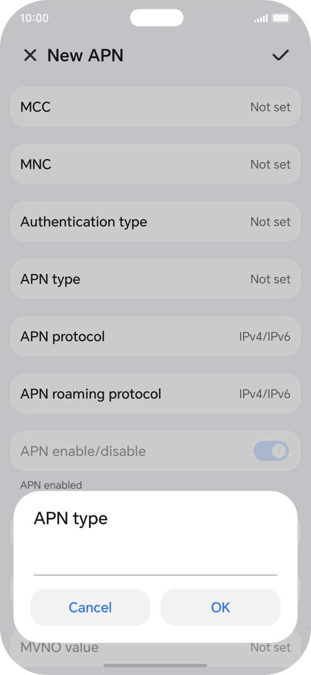 Key in default and press OK. Key in default and press OK.