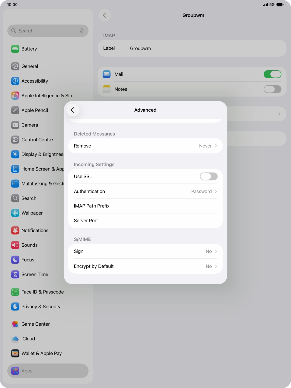 Press the indicator next to 'Use SSL' to turn on the function.