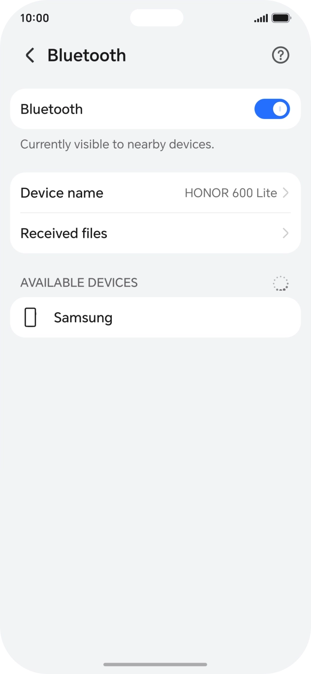 Press the required Bluetooth device and follow the instructions on the screen to pair the device with your phone.