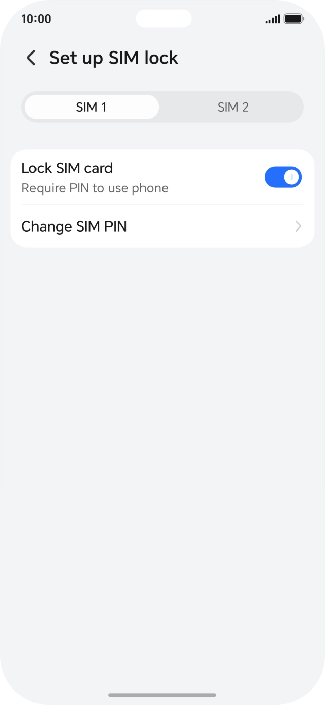 Press the indicator next to 'Lock SIM card' to turn the function on or off.