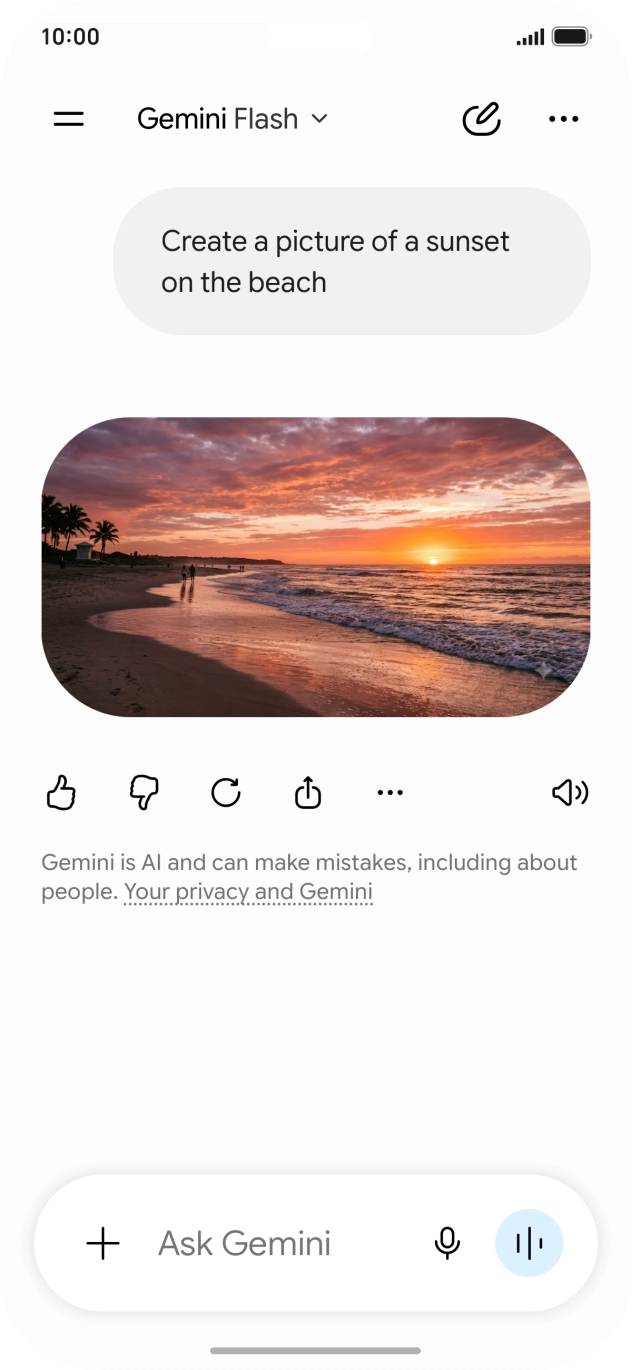 You can also ask Gemini to generate a picture based on your description. You can also ask Gemini to generate a picture based on your description.