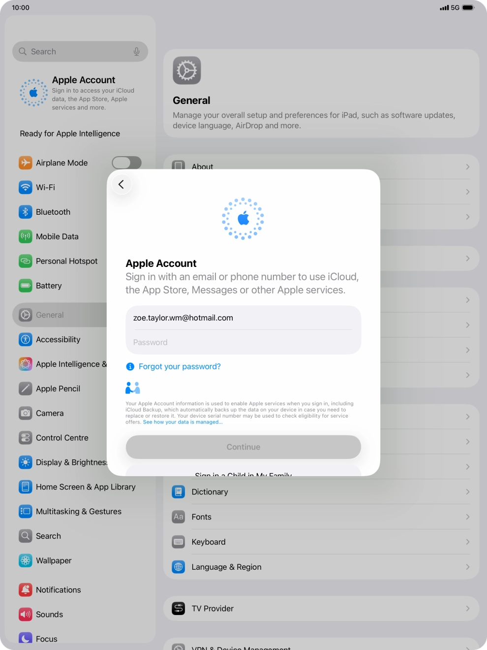 Press Password and key in the password for your Apple Account. Press Password and key in the password for your Apple Account.