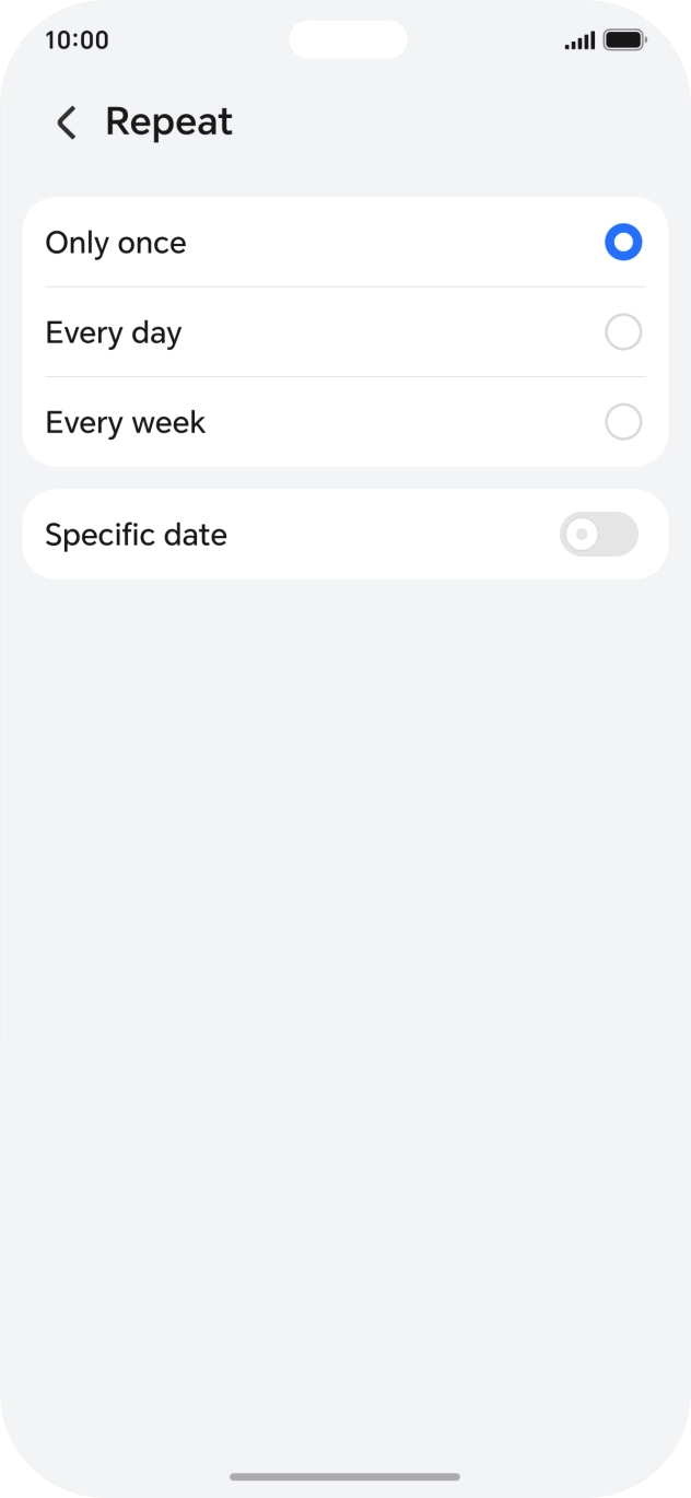 Press the required setting.