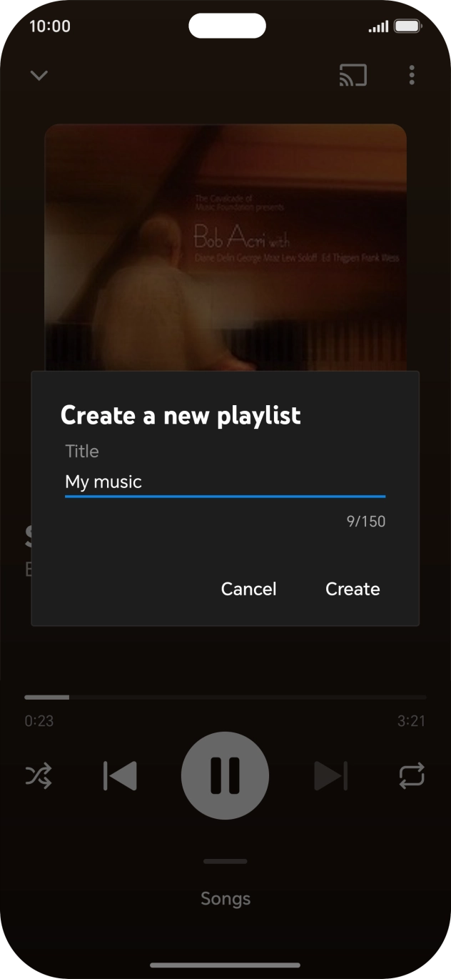 Key in a name for the playlist and press Create.