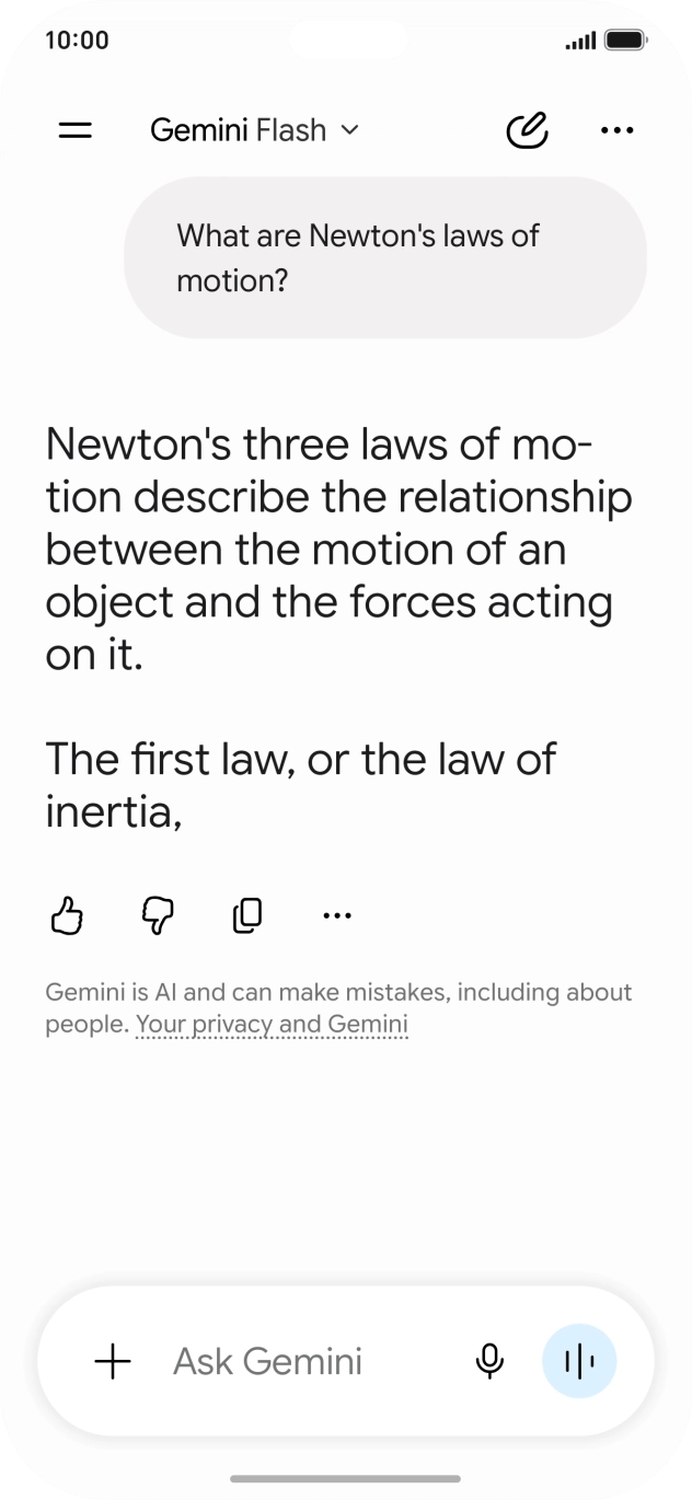 Transcription of the conversation with Gemini Live is now displayed. Transcription of the conversation with Gemini Live is now displayed.