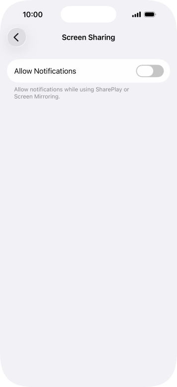 Press the indicator next to 'Allow Notifications' to turn the function on or off.