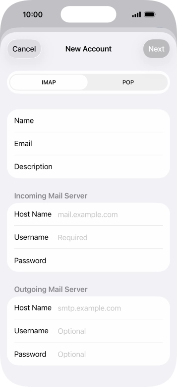 Press IMAP.