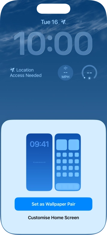 To use the same colour theme on the home screen, press Set as Wallpaper Pair. To use the same colour theme on the home screen, press Set as Wallpaper Pair.