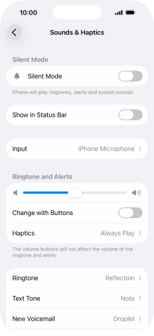 Press the indicator next to 'Silent Mode' to turn the function on or off.