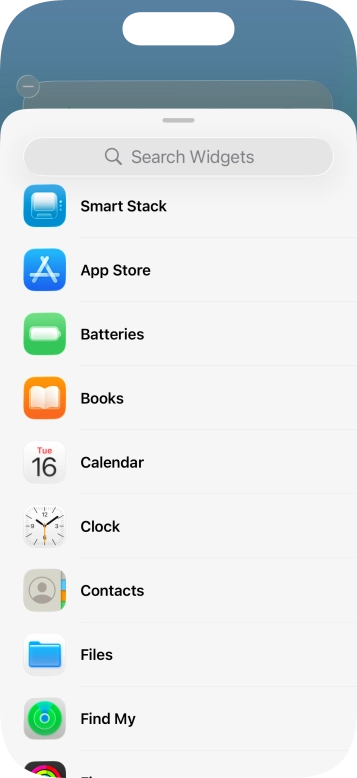 Press the required widget. Press the required widget.