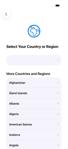 Press the required country or area.