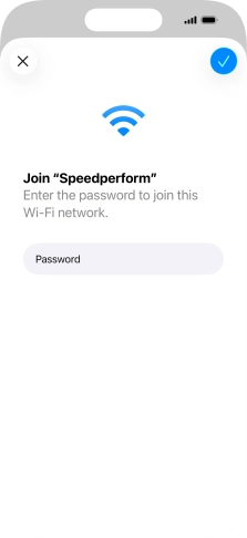 Key in the password for the WiFi network and press the confirm icon.