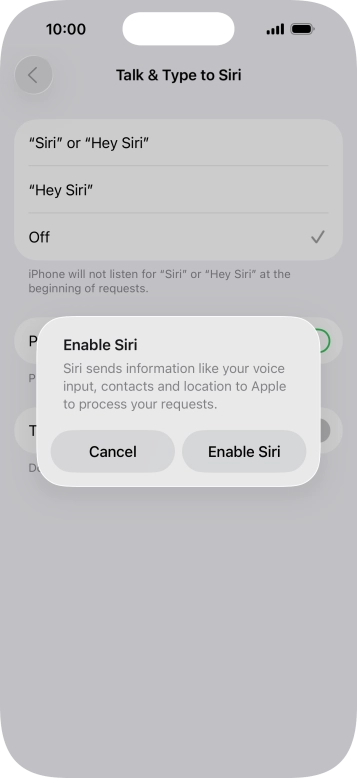 Press Enable Siri.
