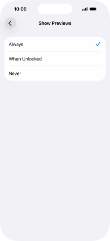 To select notification preview on the lock screen, press Always.