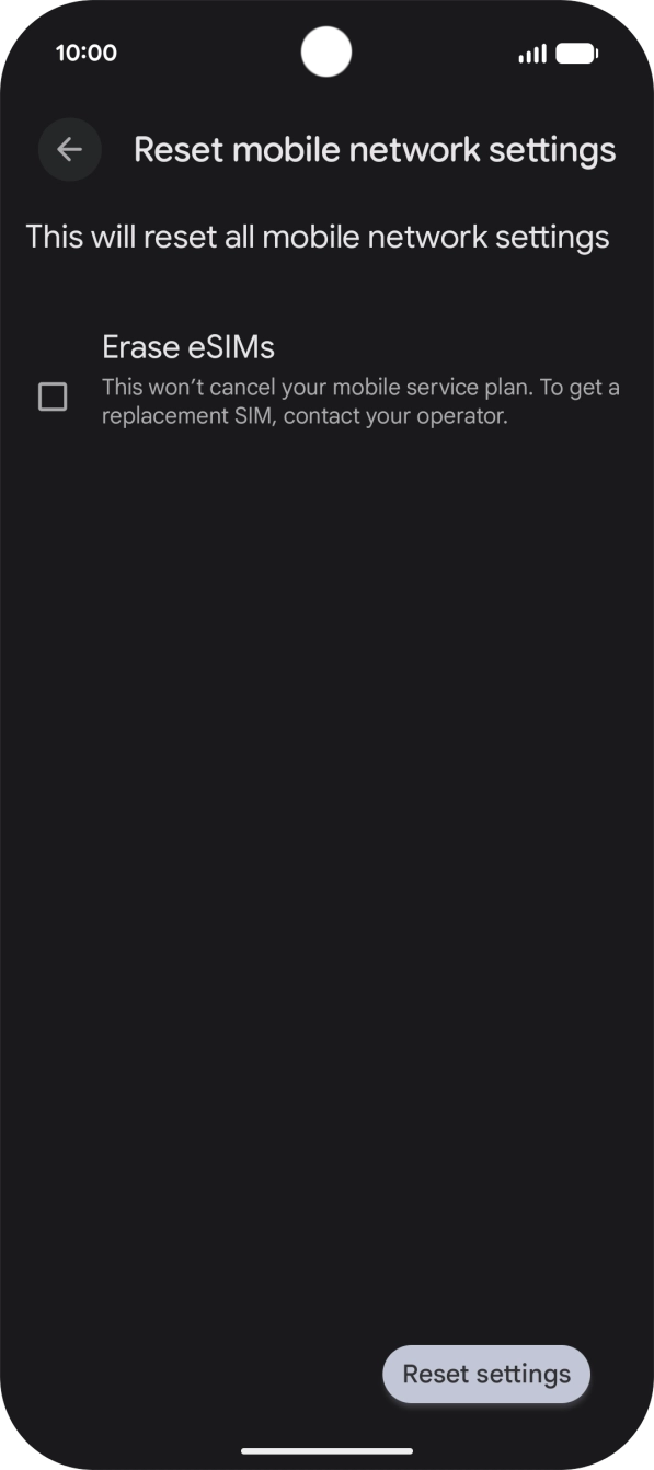 Press Reset settings.