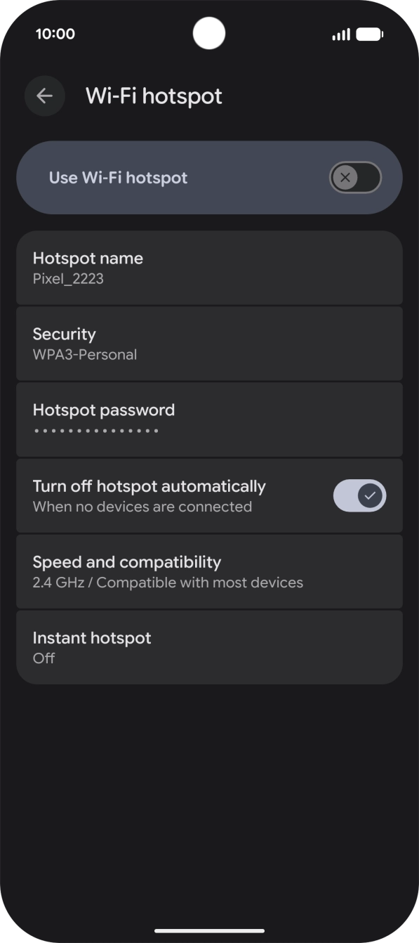 Press Hotspot password and key in the required password. Press Hotspot password and key in the required password.
