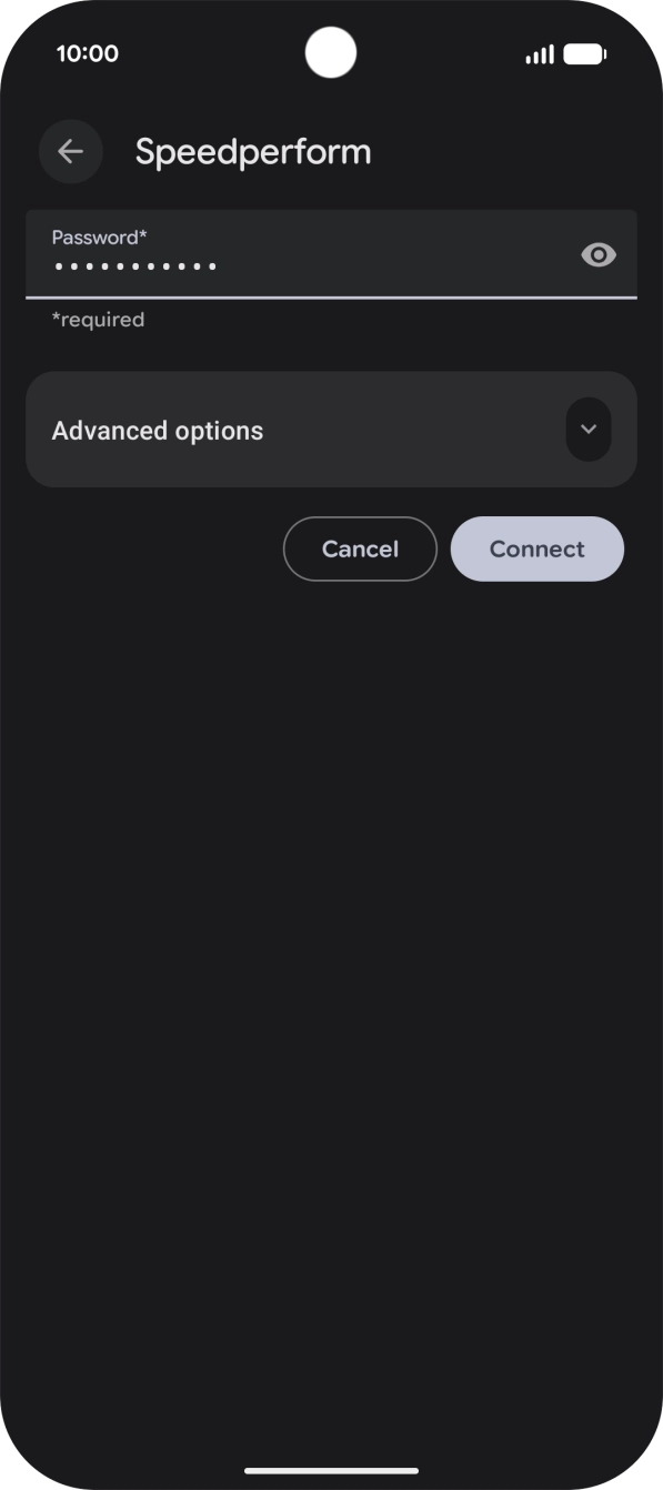 Key in the password for the Wi-Fi network and press Connect. Key in the password for the Wi-Fi network and press Connect.