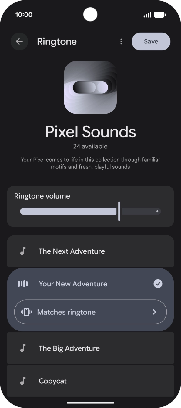 Once you've found a ring tone you like, press Save.