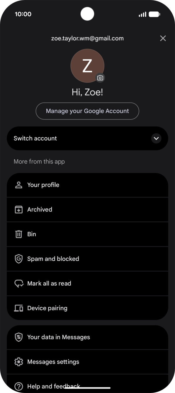 Press Messages settings.