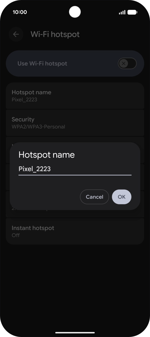 Key in the required WiFi hotspot name and press OK. Key in the required WiFi hotspot name and press OK.