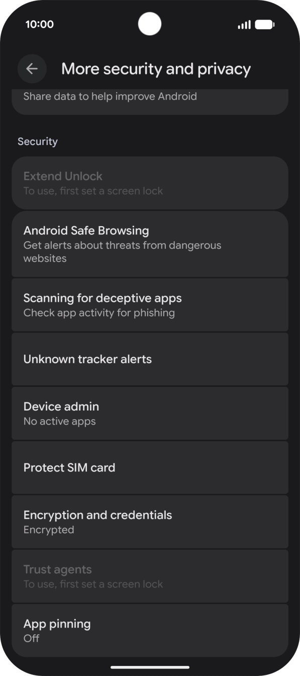 Press Protect SIM card. Press Protect SIM card.