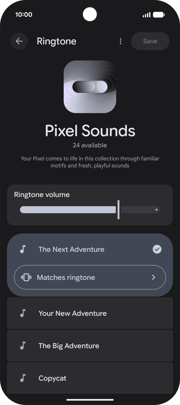 Press the different ring tones to hear them.