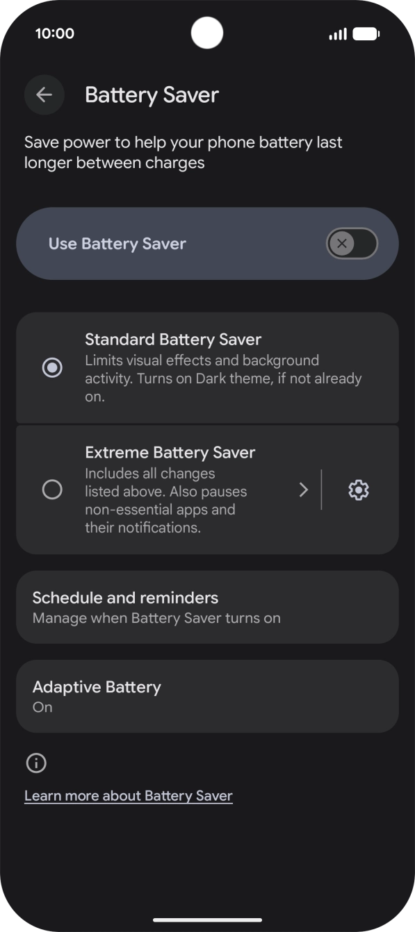 Press the required setting. Press the required setting.