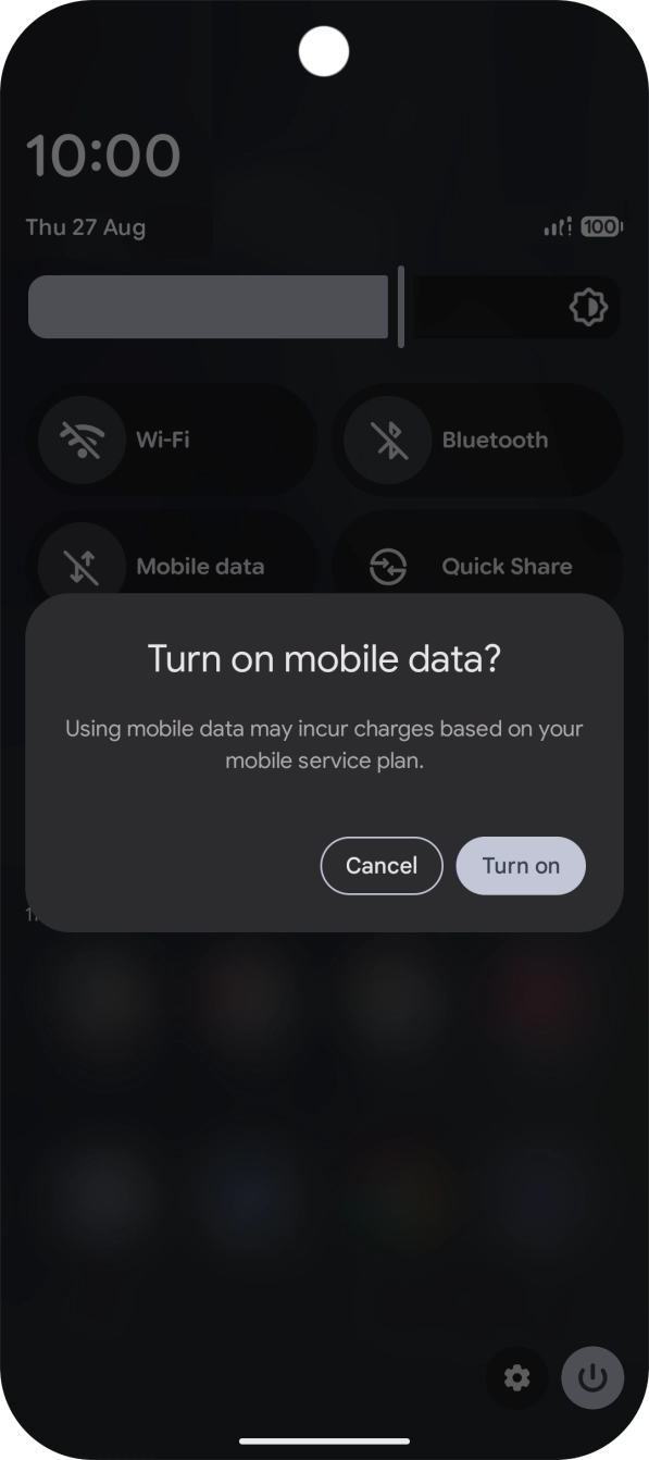 If you turn on the function, press Turn on.
