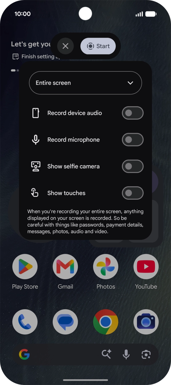 Follow the instructions on the screen to select the required settings.