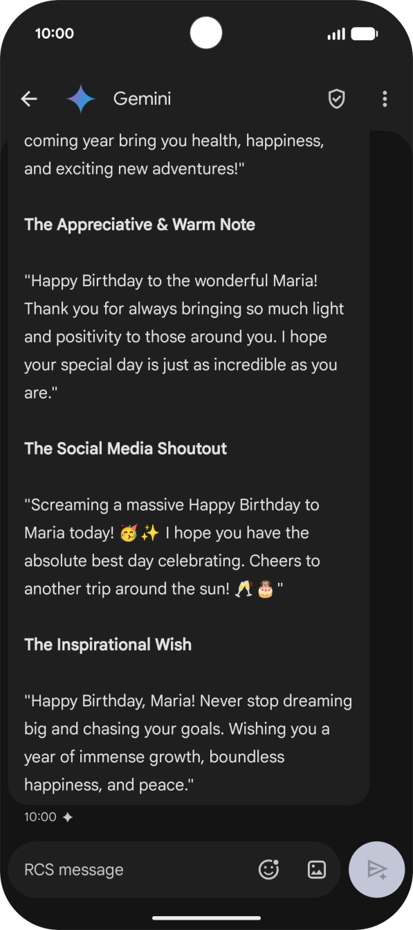 The text suggestion from Gemini is displayed.