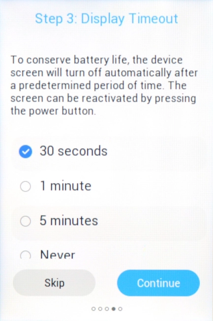 Select the required setting and press Continue.