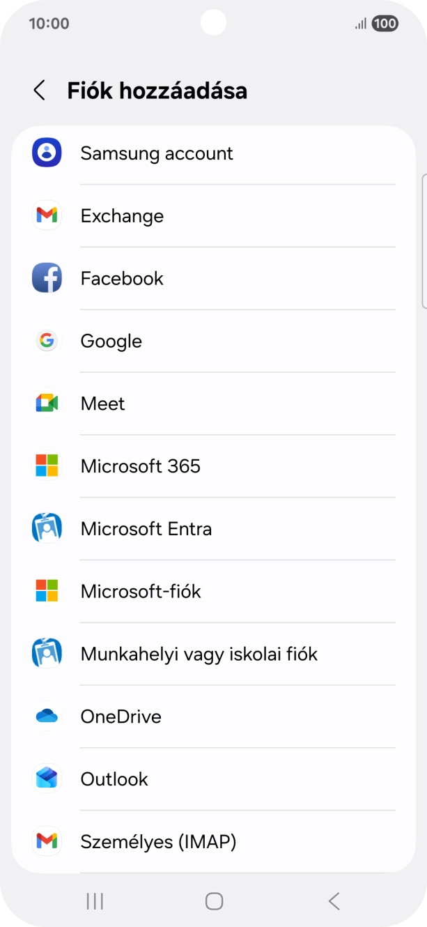 Válaszd a Google lehetőséget.