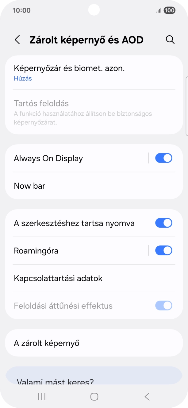 Válaszd a Képernyőzár és biomet. azon. lehetőséget.