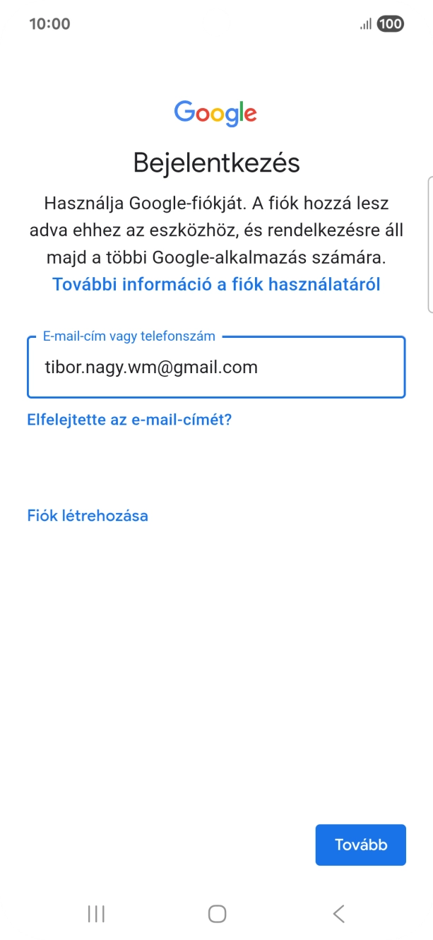 Válaszd a Tovább lehetőséget.