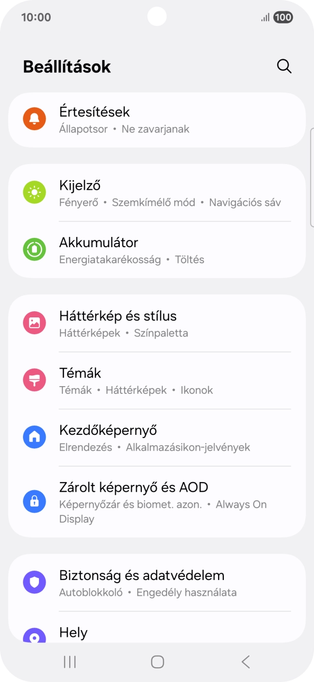 Válaszd a Zárolt képernyő és AOD lehetőséget.