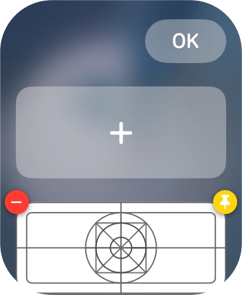 Prima o ícone para adicionar um widget e vá até ao widget pretendido.