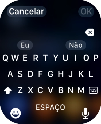Prima o ícone de microfone para ativar a função de introdução por voz.