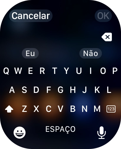 Prima o ícone de microfone para ativar a função de introdução por voz.
