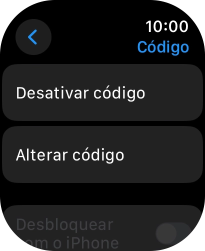 Prima Desativar código e introduza o código de bloqueio atual.