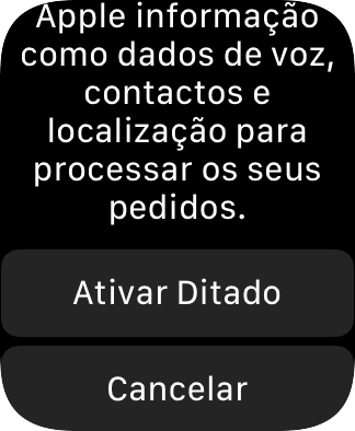 Se ativar a função, prima Ativar Ditado.