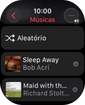 Vá até à categoria ou lista de reprodução pretendida e prima o ficheiro de música pretendido.