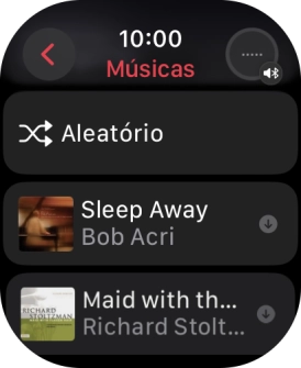Vá até à categoria ou lista de reprodução pretendida e prima o ficheiro de música pretendido.