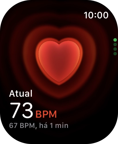 A sua pulsação atual é mostrada sob Atual.