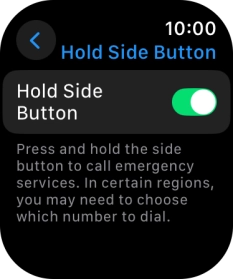 Press the indicator next to 'Hold Side Button' to turn the function on or off.