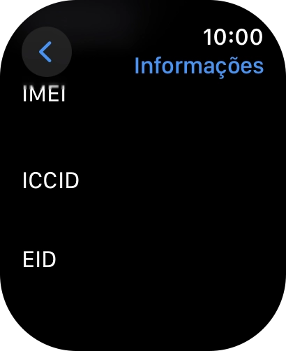 O número EID do seu Apple Watch é mostrado sob EID.