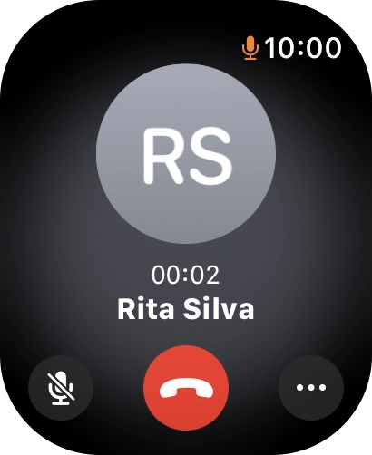 Prima o ícone para terminar a chamada.