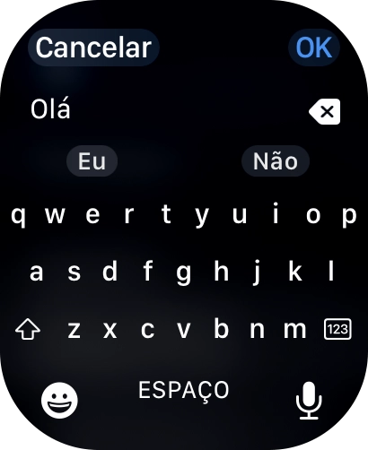Prima o ícone de microfone e dite a sua mensagem.
