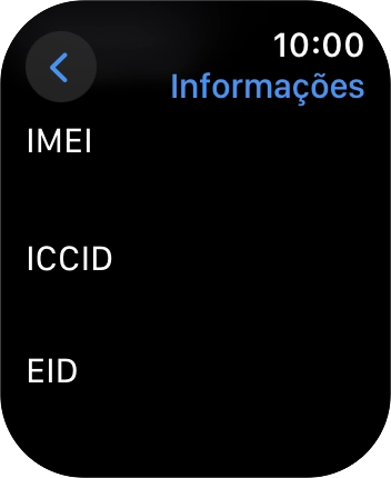 O número EID do seu Apple Watch é mostrado sob EID.