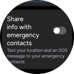 Press the indicator next to 'Share info with emergency contacts' to turn the function on or off.