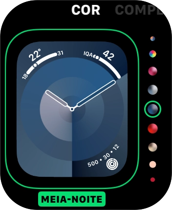 Gire a Digital Crown para alternar entre as diversas opções de design.